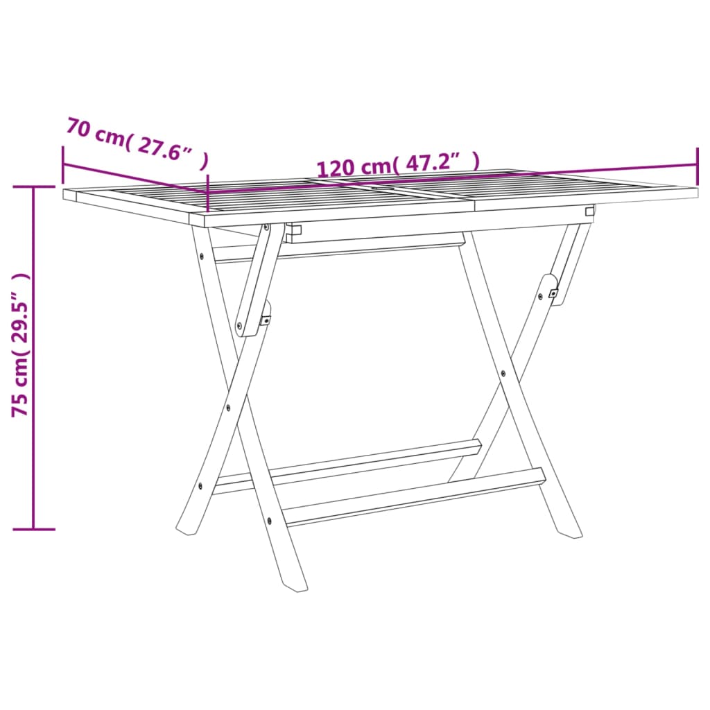 Gartentisch Klappbar Grau 120x70x75 cm Massivholz Teak