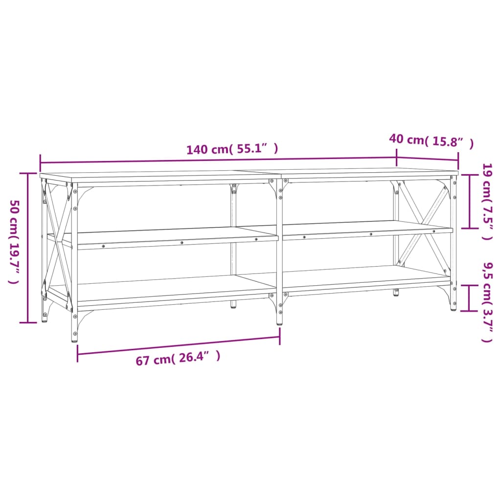 TV-Schrank Schwarz 140x40x50 cm Holzwerkstoff