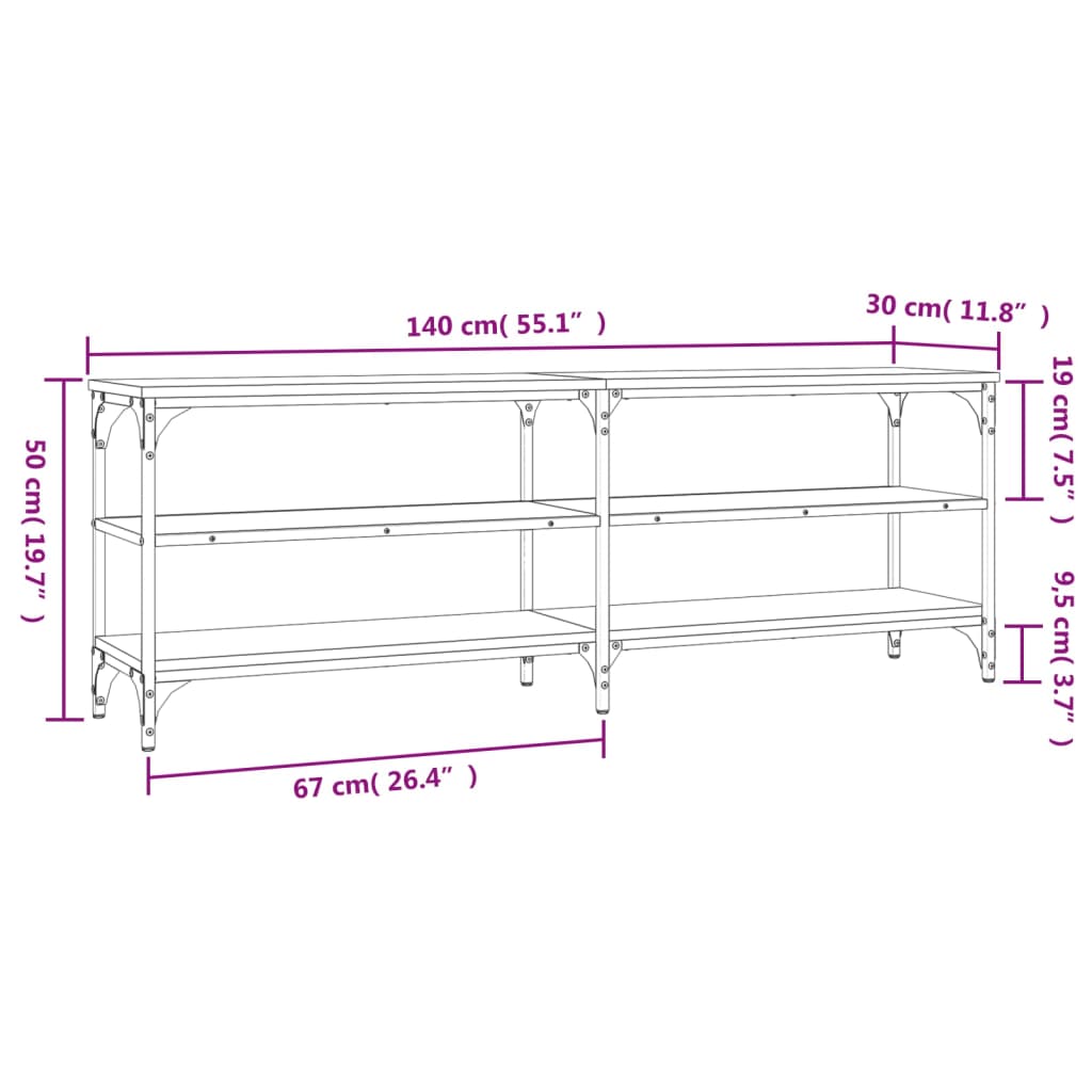 TV-Schrank Braun Eichen-Optik 140x30x50 cm Holzwerkstoff