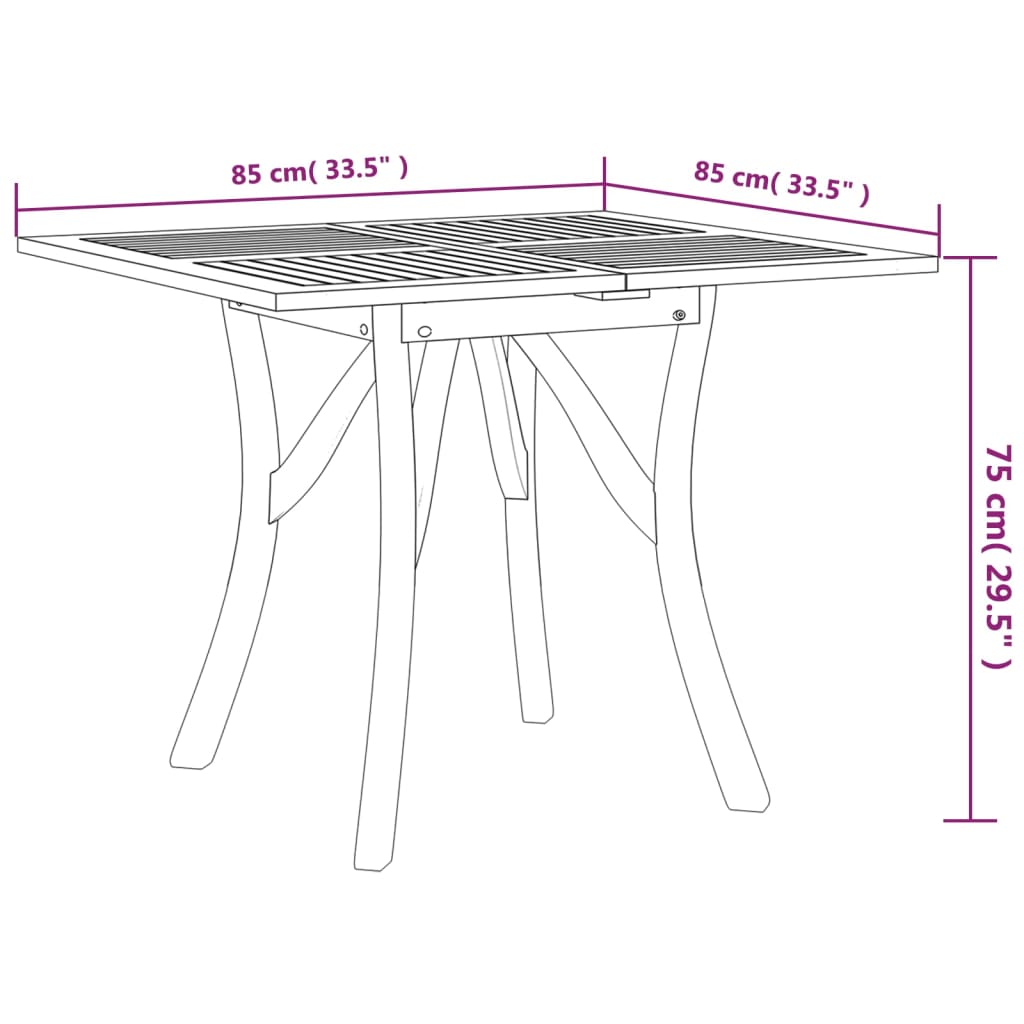 Gartentisch 85x85x75 cm Massivholz Akazie