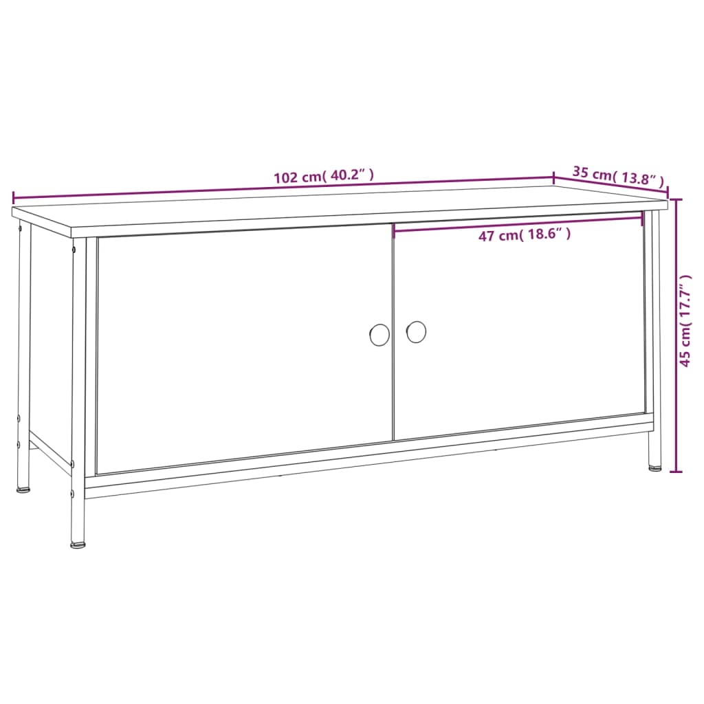 TV-Schrank mit Türen Grau Sonoma 102x35x45 cm Holzwerkstoff