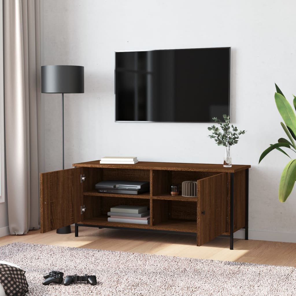 TV-Schrank mit Türen Braun Eiche 102x35x45cm Holzwerkstoff