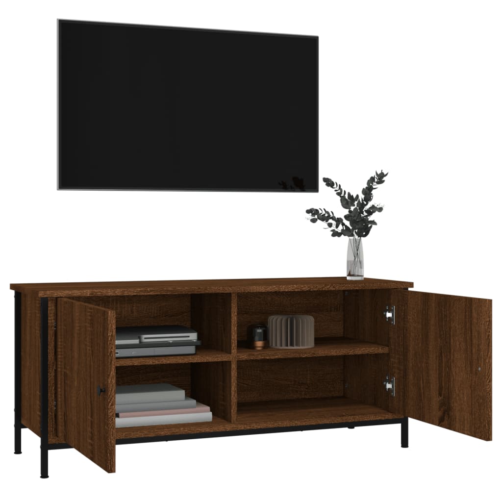 TV-Schrank mit Türen Braun Eiche 102x35x45cm Holzwerkstoff