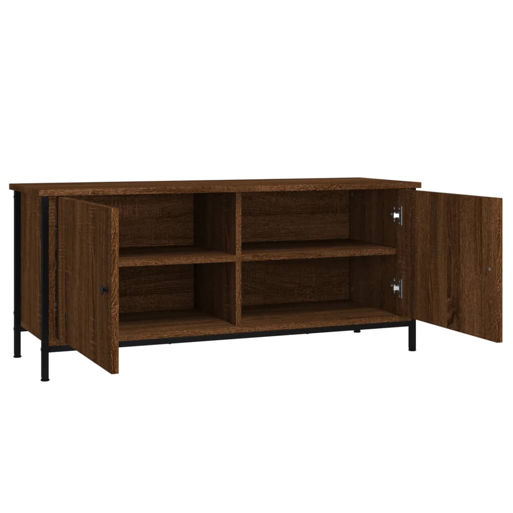 TV-Schrank mit Türen Braun Eiche 102x35x45cm Holzwerkstoff