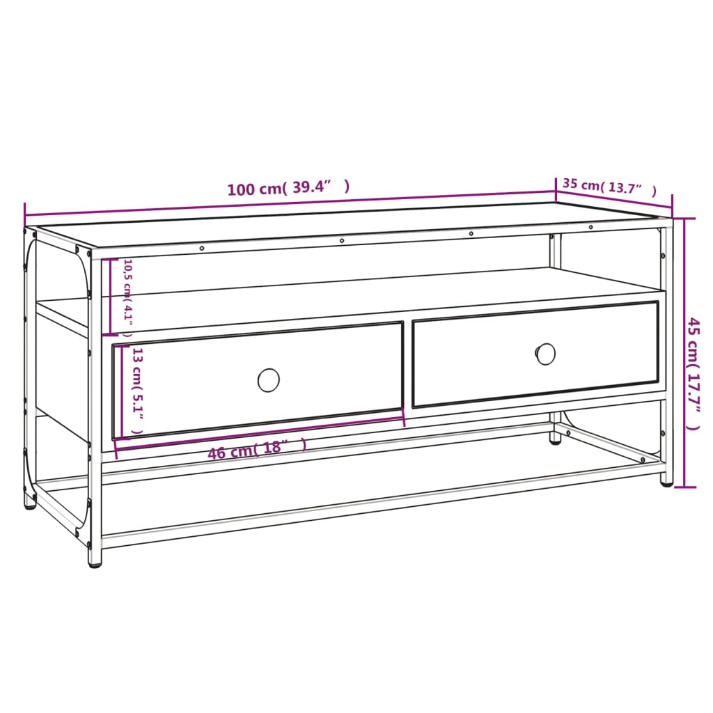 TV-Schrank Räuchereiche 100x35x45 cm Holzwerkstoff