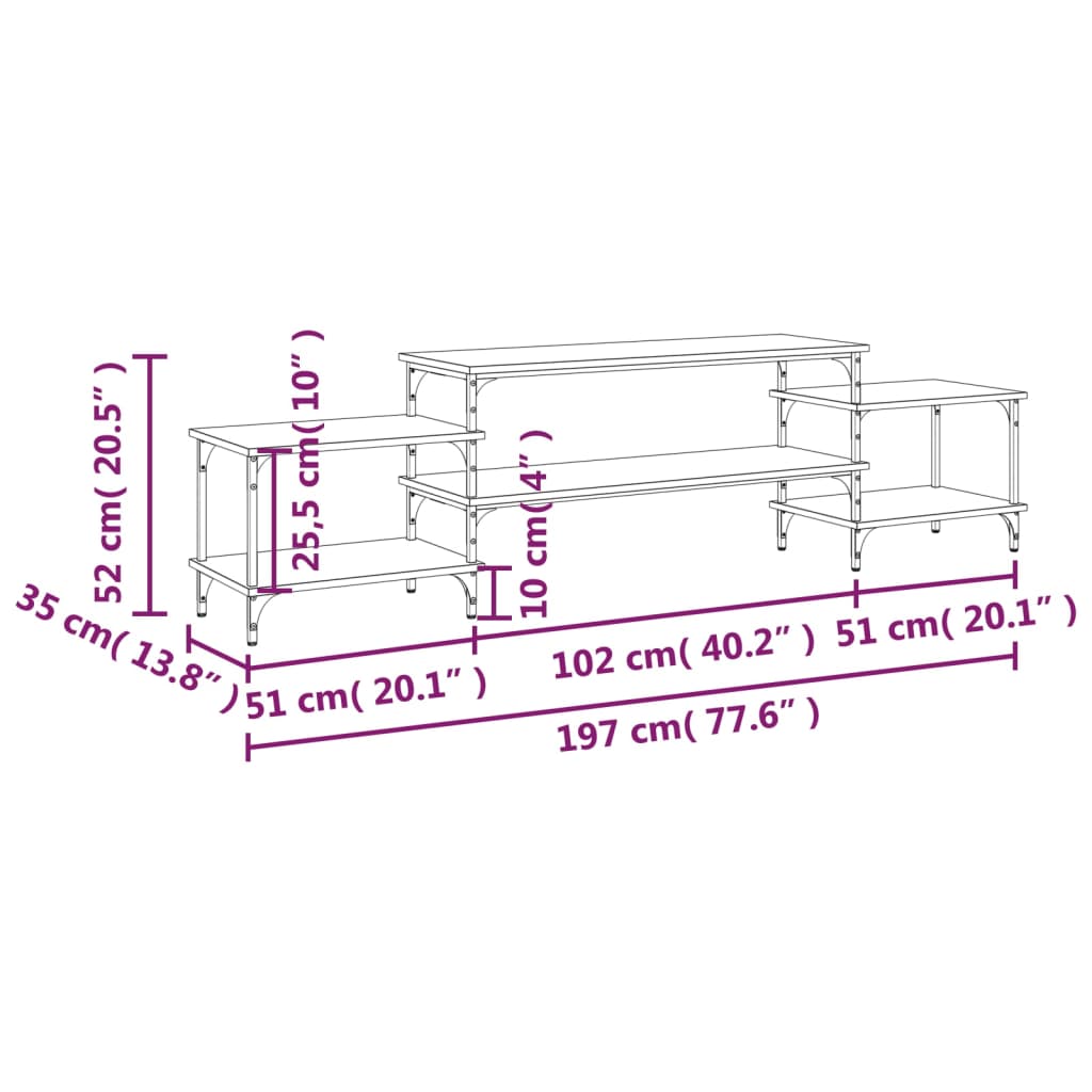 TV-Schrank Schwarz 197x35x52 cm Holzwerkstoff