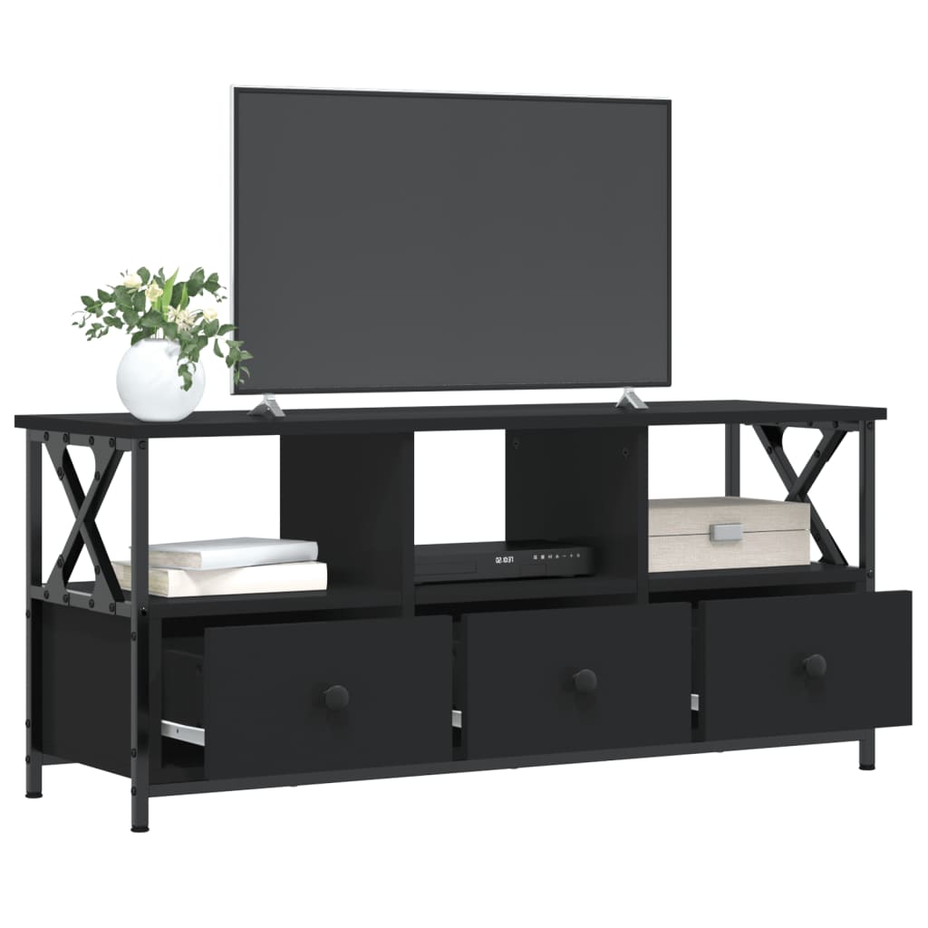 TV-Schrank Schwarz 102x33x45 cm Holzwerkstoff und Eisen