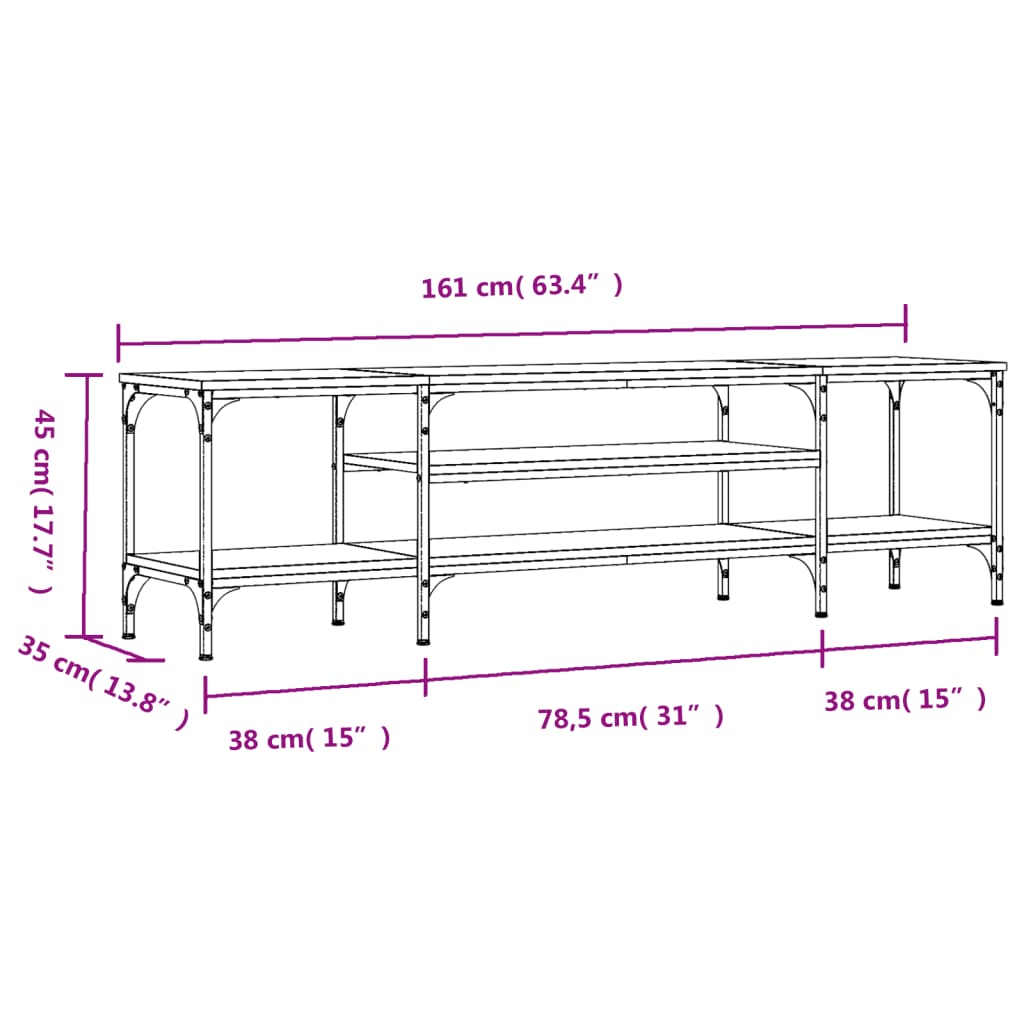 TV-Schrank Grau Sonoma 161x35x45 cm Holzwerkstoff & Eisen