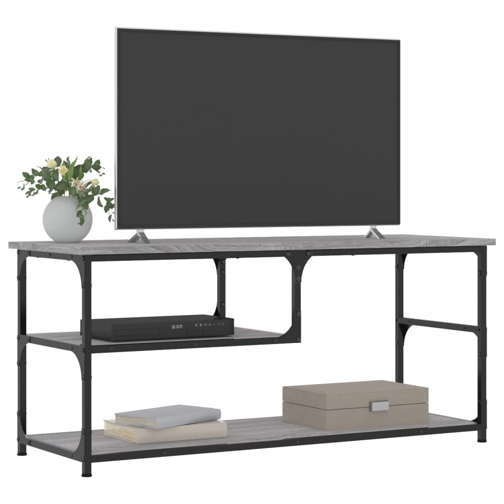 TV-Schrank Grau Sonoma 103x38x46,5 cm Holzwerkstoff und Stahl