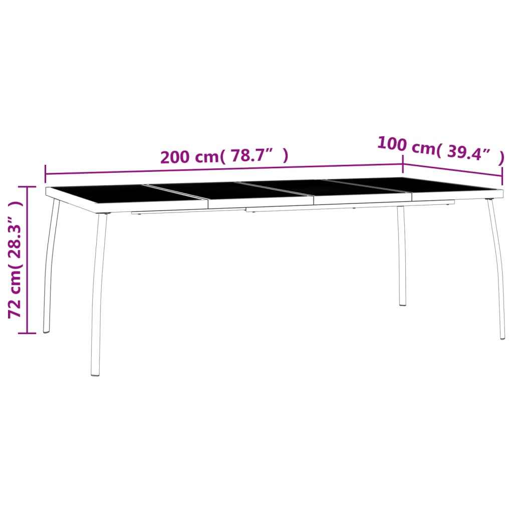 Gartentisch Anthrazit 200x100x72 cm Stahlgitter