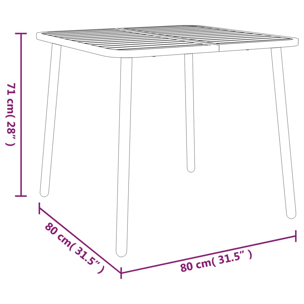 Gartentisch Anthrazit 80x80x71 cm Stahl