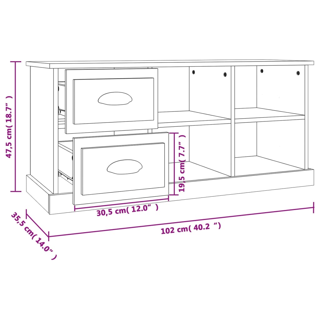 TV-Schrank Schwarz 102x35,5x47,5 cm Holzwerkstoff