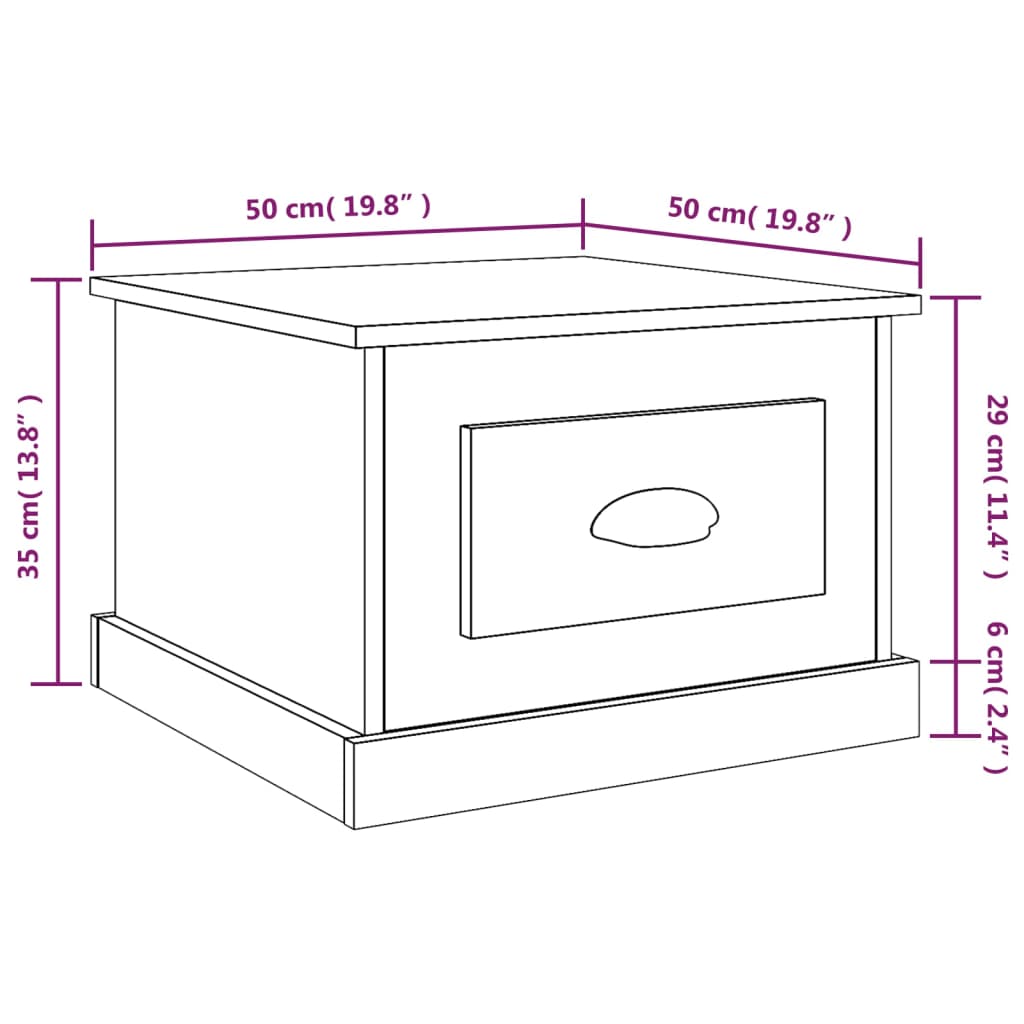 Couchtisch Sonoma-Eiche 50x50x35 cm Holzwerkstoff