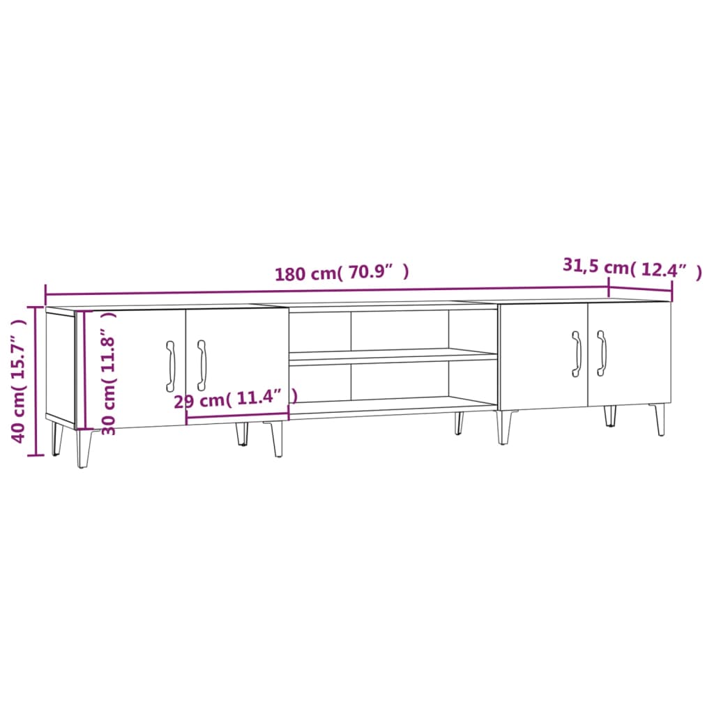 TV-Schrank Weiß 180x31,5x40 cm Holzwerkstoff