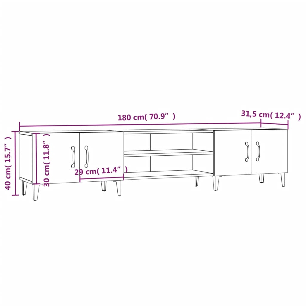 TV-Schrank Grau Sonoma 180x31,5x40 cm Holzwerkstoff