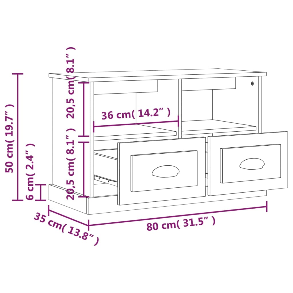 TV-Schrank Hochglanz-Weiß 80x35x50 cm Holzwerkstoff