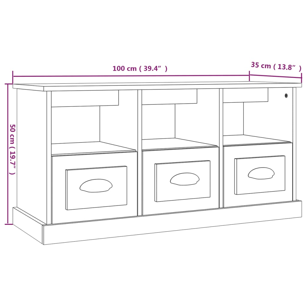 TV-Schrank Weiß 100x35x50 cm Holzwerkstoff