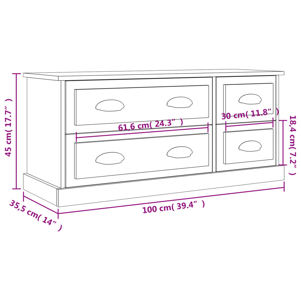 TV-Schrank Grau Sonoma 100x35,5x45 cm Holzwerkstoff