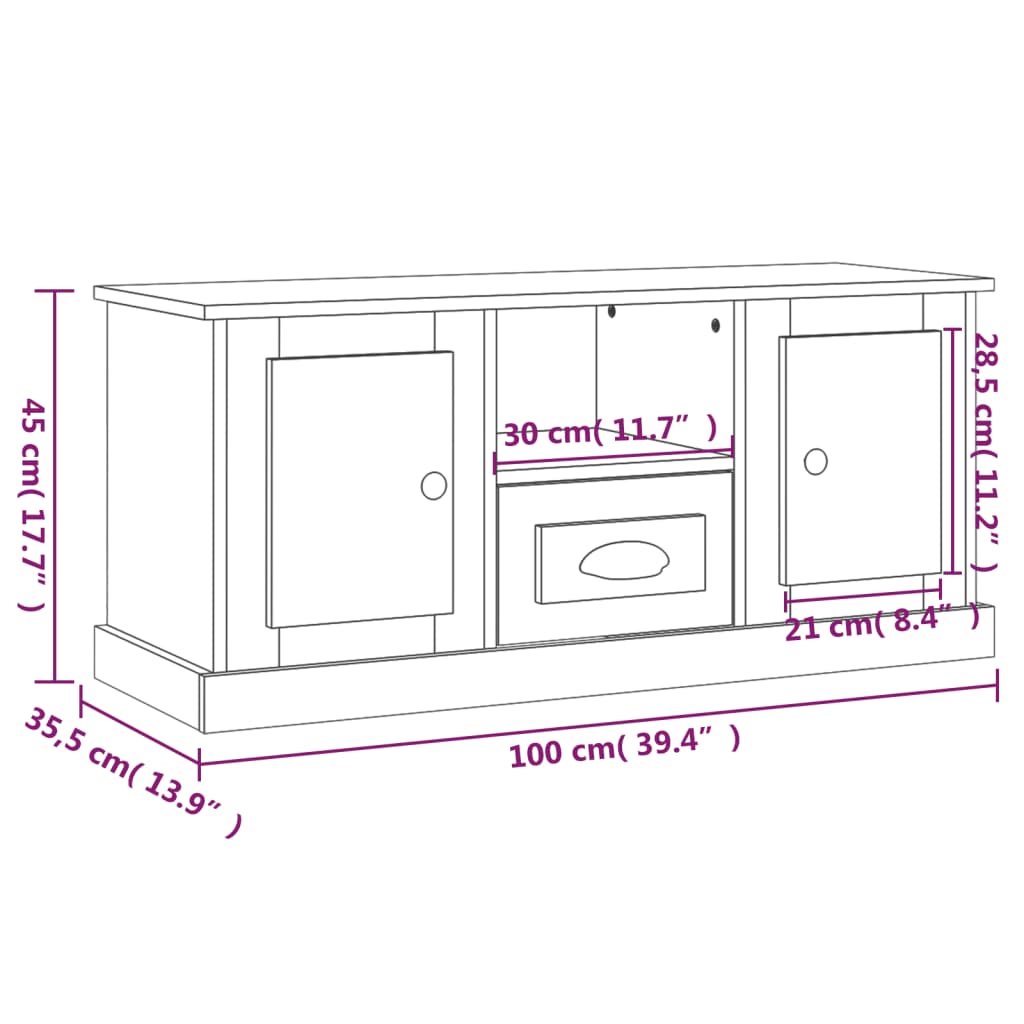 TV-Schrank Hochglanz-Weiß 100x35,5x45 cm Holzwerkstoff