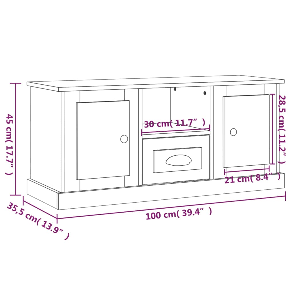 TV-Schrank Grau Sonoma 100x35,5x45 cm Holzwerkstoff