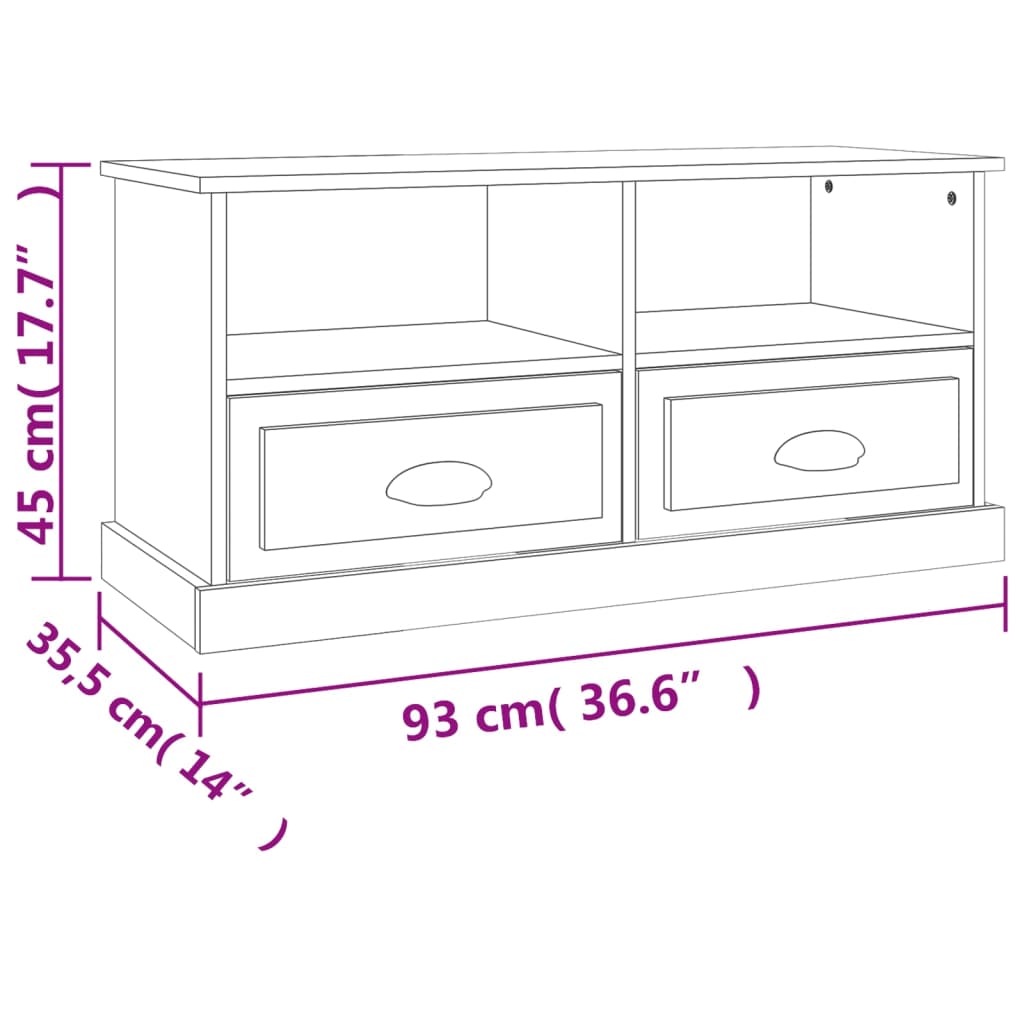 TV-Schrank Räuchereiche 93x35,5x45 cm Holzwerkstoff