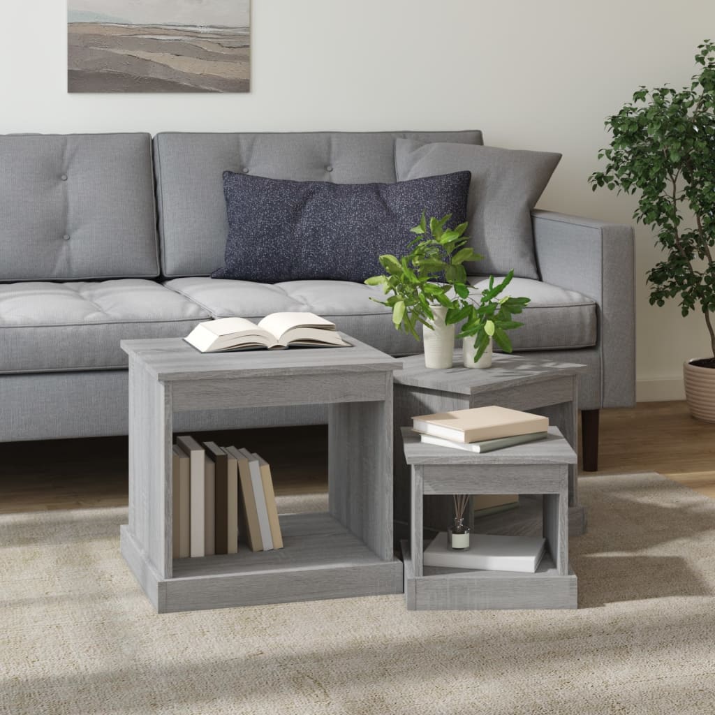 Couchtische 3 Stk. Grau Sonoma Holzwerkstoff