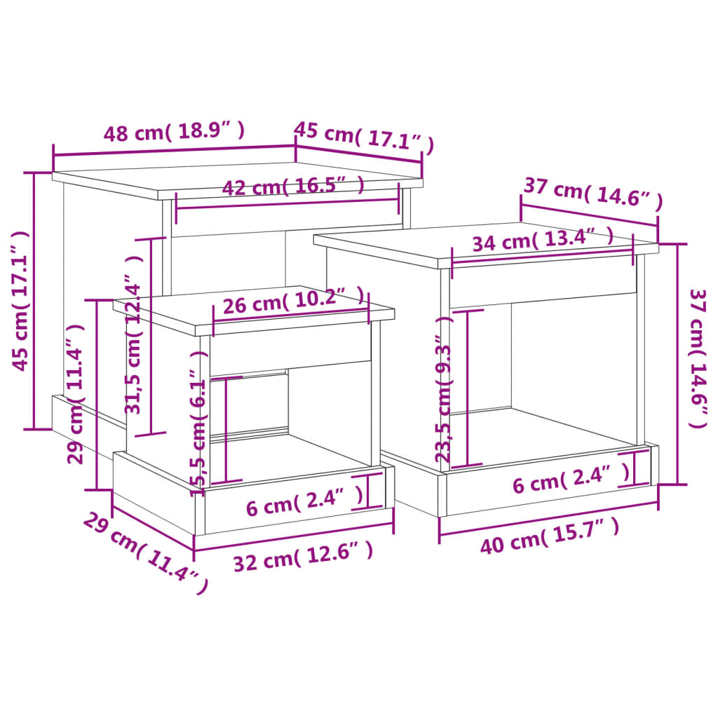 Couchtische 3 Stk. Grau Sonoma Holzwerkstoff