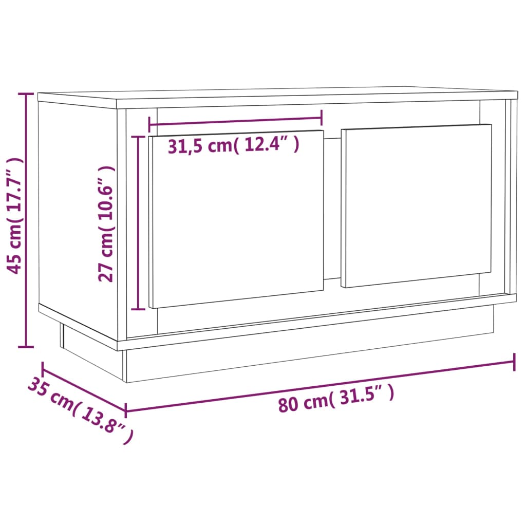 TV-Schrank Schwarz 80x35x45 cm Holzwerkstoff