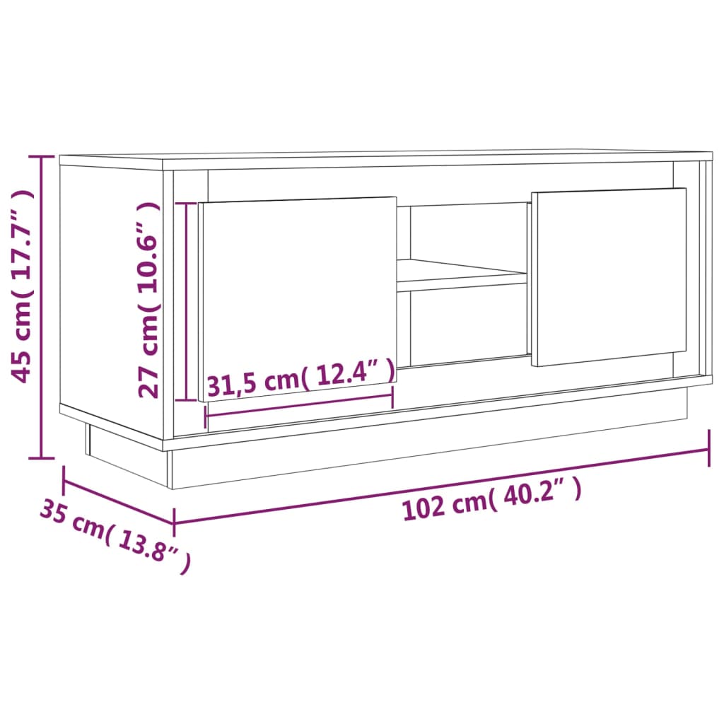 TV-Schrank Schwarz 102x35x45 cm Holzwerkstoff