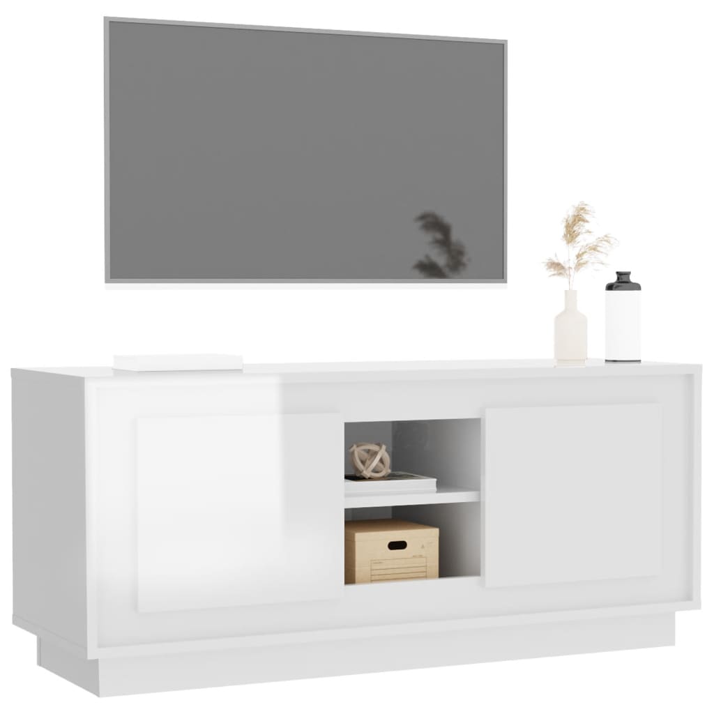 TV-Schrank Hochglanz-Weiß 102x35x45 cm Holzwerkstoff