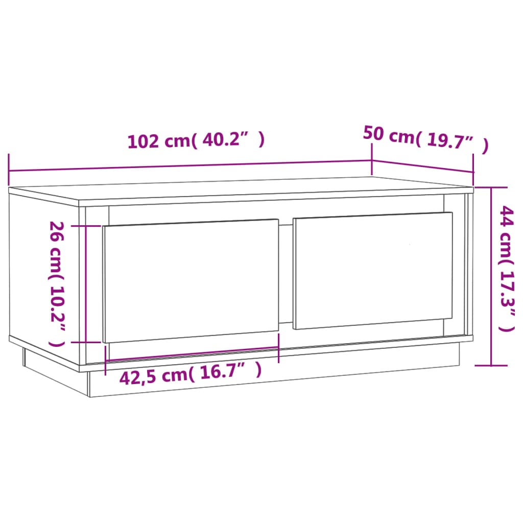 Couchtisch Weiß 102x50x44 cm Holzwerkstoff