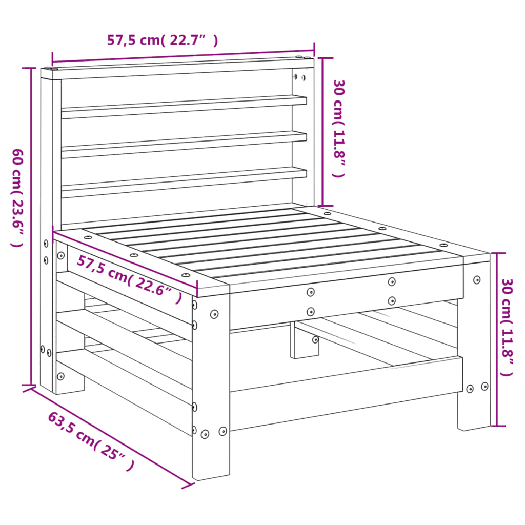 Garten-Mittelsofa Honigbraun Massivholz Kiefer