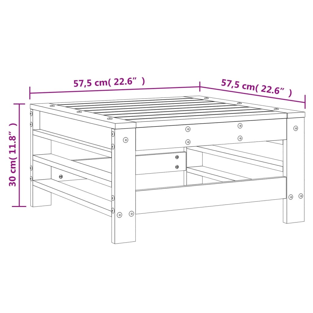 Gartenhocker Grau Massivholz Kiefer