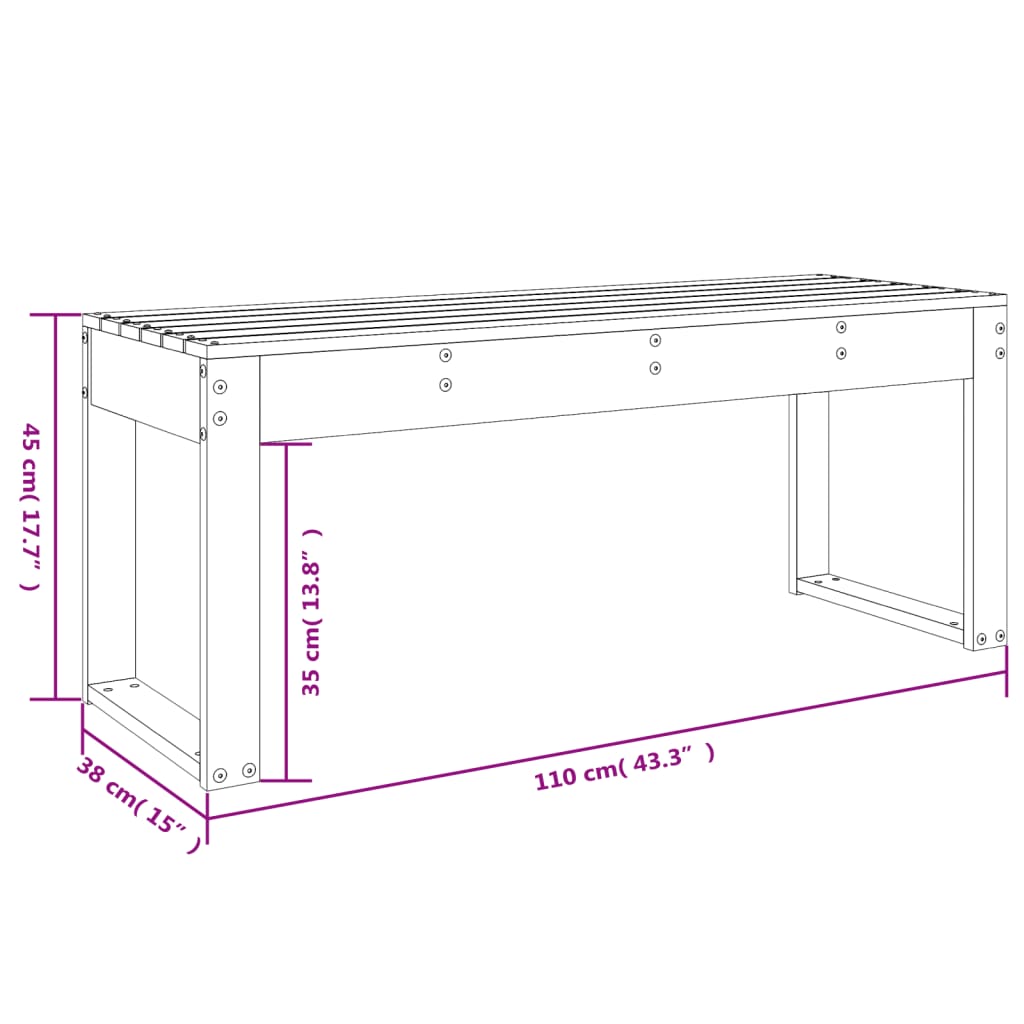 Gartenbank 110x38x45 cm Massivholz Douglasie