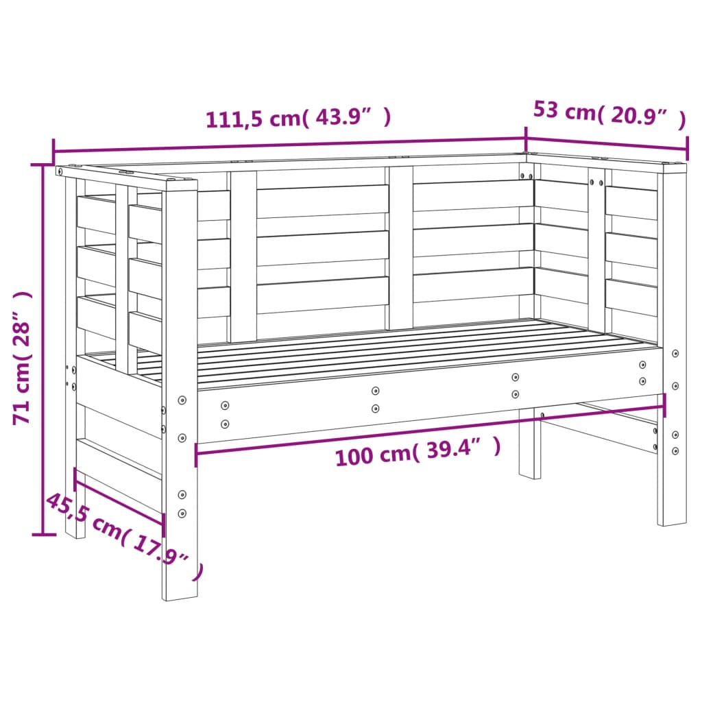 Gartenbank 111,5x53x71 cm Massivholz Douglasie