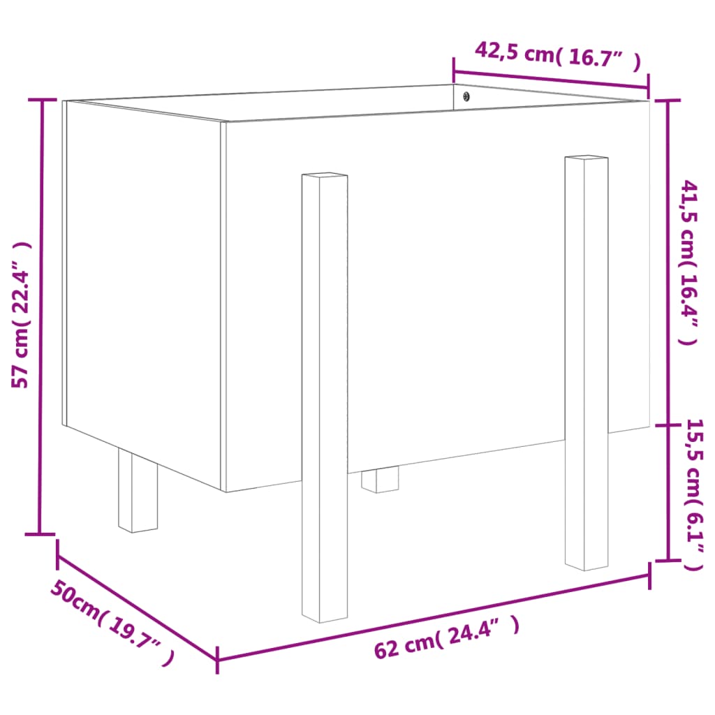 Pflanzkübel 62x50x57 cm Massivholz Kiefer