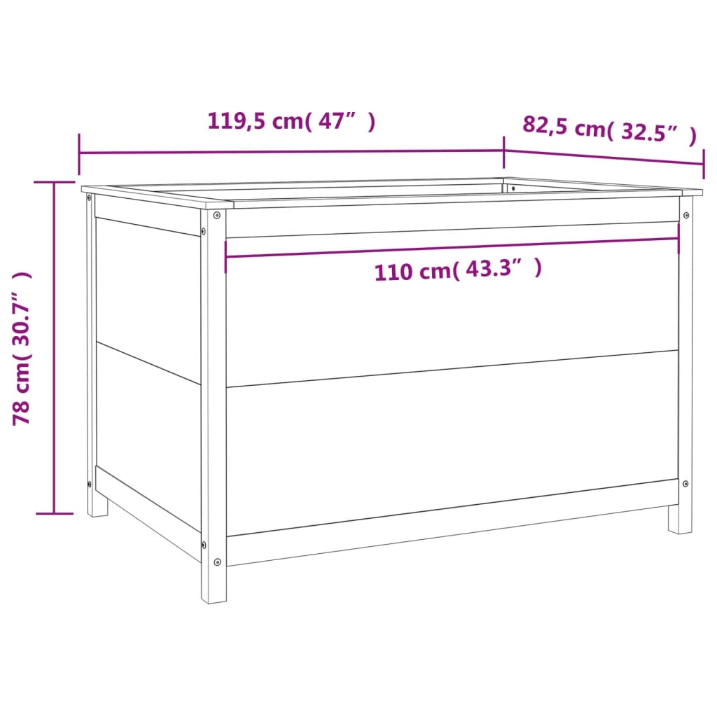 Hochbeet Honigbraun 119,5x82,5x78 cm Massivholz Kiefer