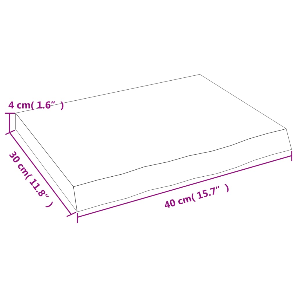 Wandregal 40x30x(2-4) cm Massivholz Eiche Unbehandelt