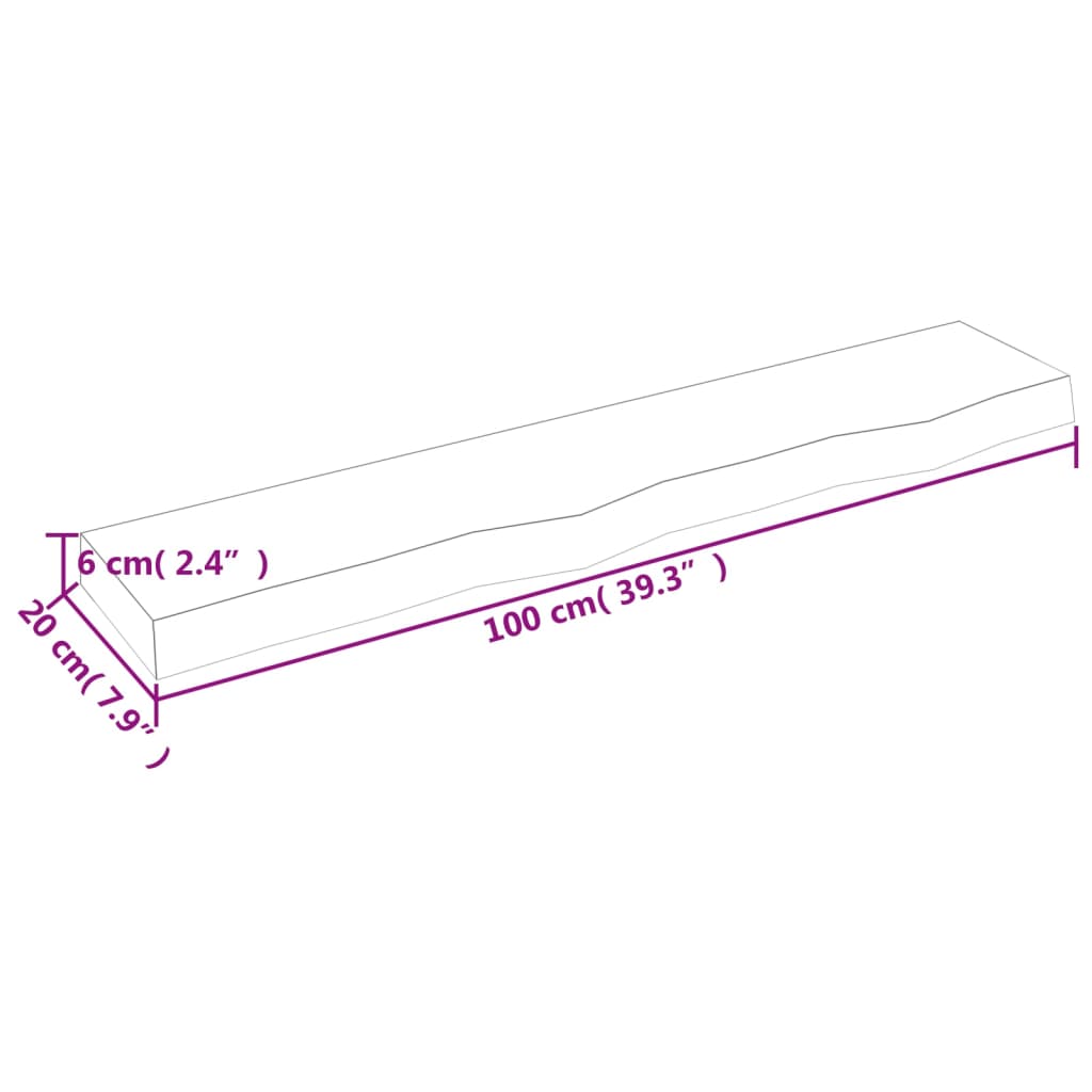 Wandregal 100x20x6 cm Massivholz Eiche Unbehandelt