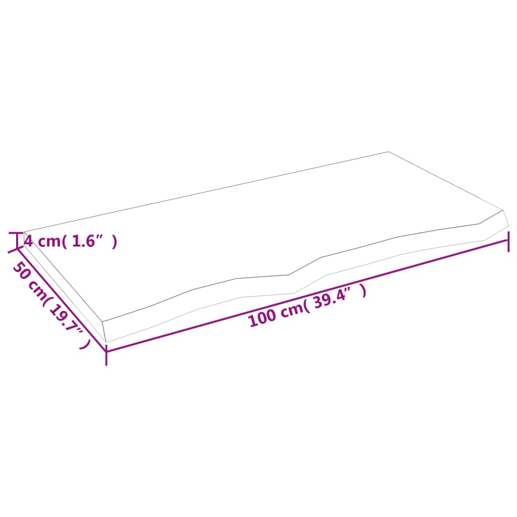 Wandregal 100x50x(2-4) cm Massivholz Eiche Unbehandelt