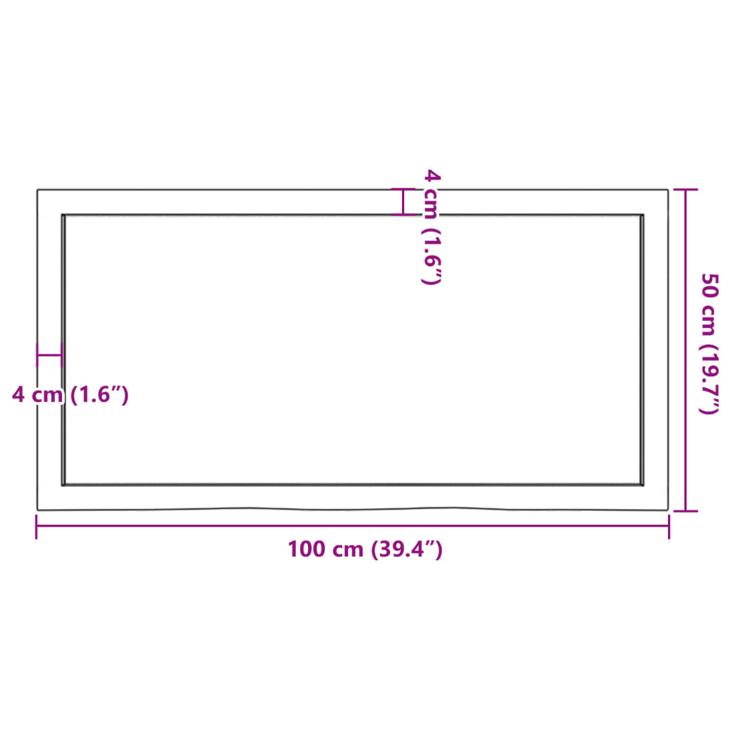 Wandregal 100x50x(2-4) cm Massivholz Eiche Unbehandelt