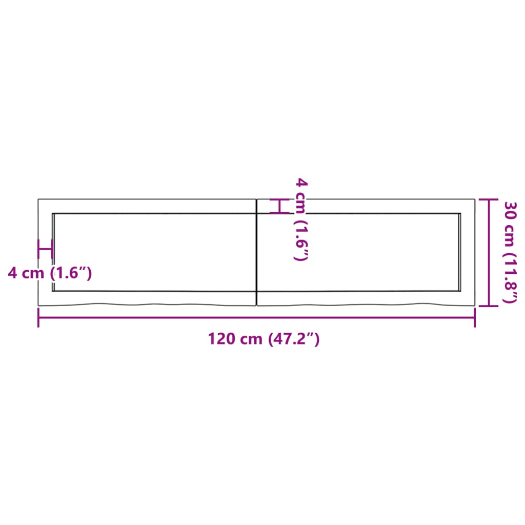 Wandregal 120x30x(2-6) cm Massivholz Eiche Unbehandelt