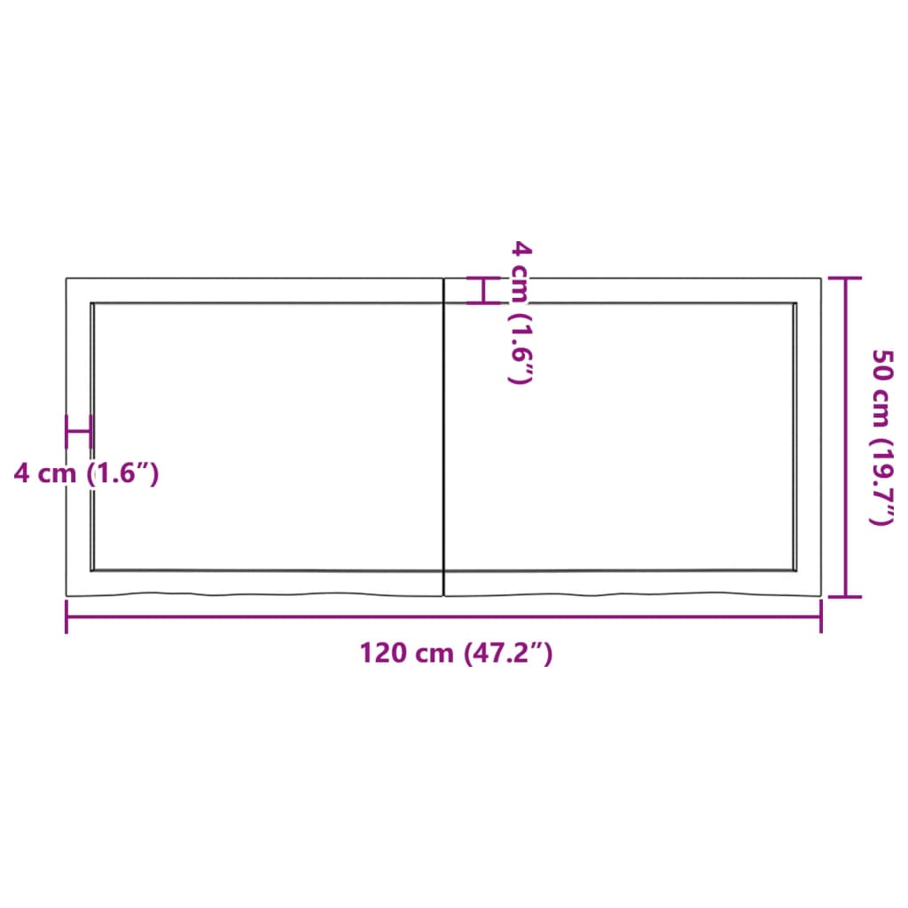 Wandregal 120x50x(2-6) cm Massivholz Eiche Unbehandelt