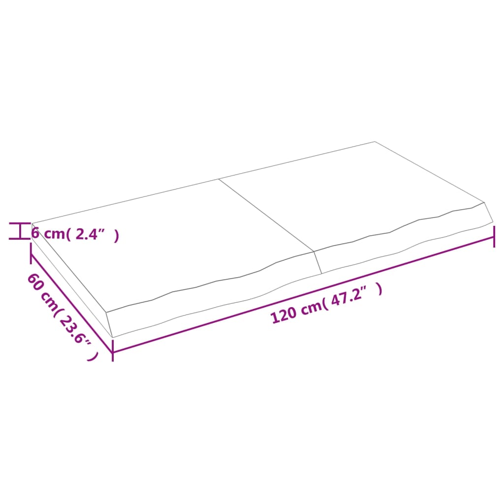 Wandregal 120x60x(2-6) cm Massivholz Eiche Unbehandelt