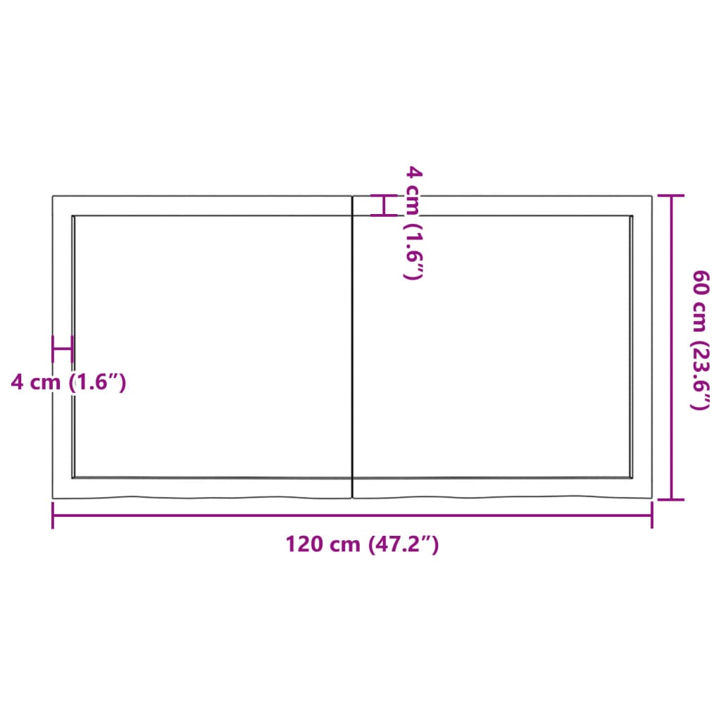 Wandregal 120x60x(2-6) cm Massivholz Eiche Unbehandelt