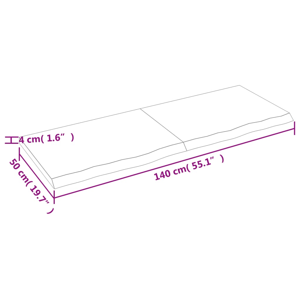 Wandregal 140x50x(2-4) cm Massivholz Eiche Unbehandelt