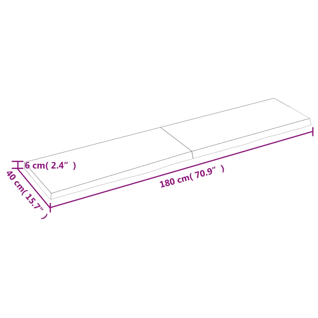 Wandregal 180x40x(2-6) cm Massivholz Eiche Unbehandelt