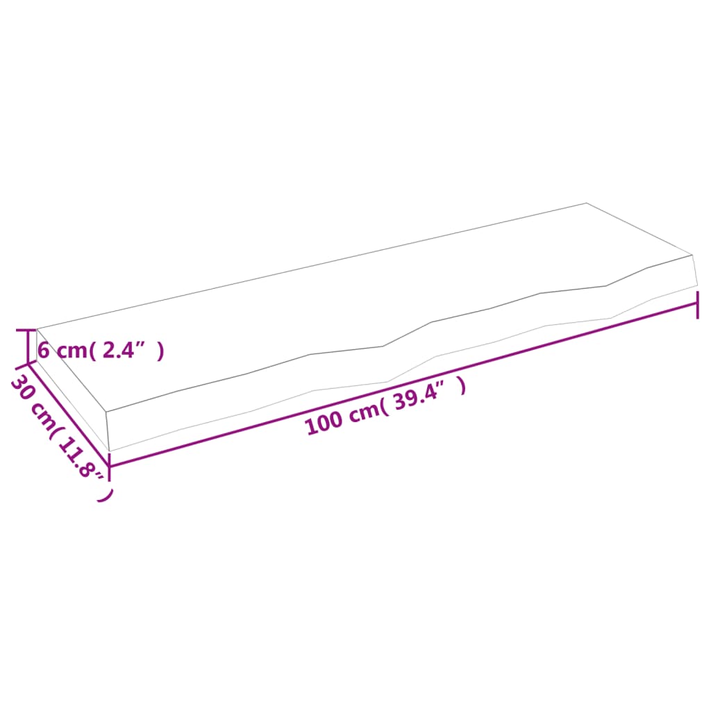 Wandregal Hellbraun 100x30x(2-6) cm Massivholz Eiche Behandelt