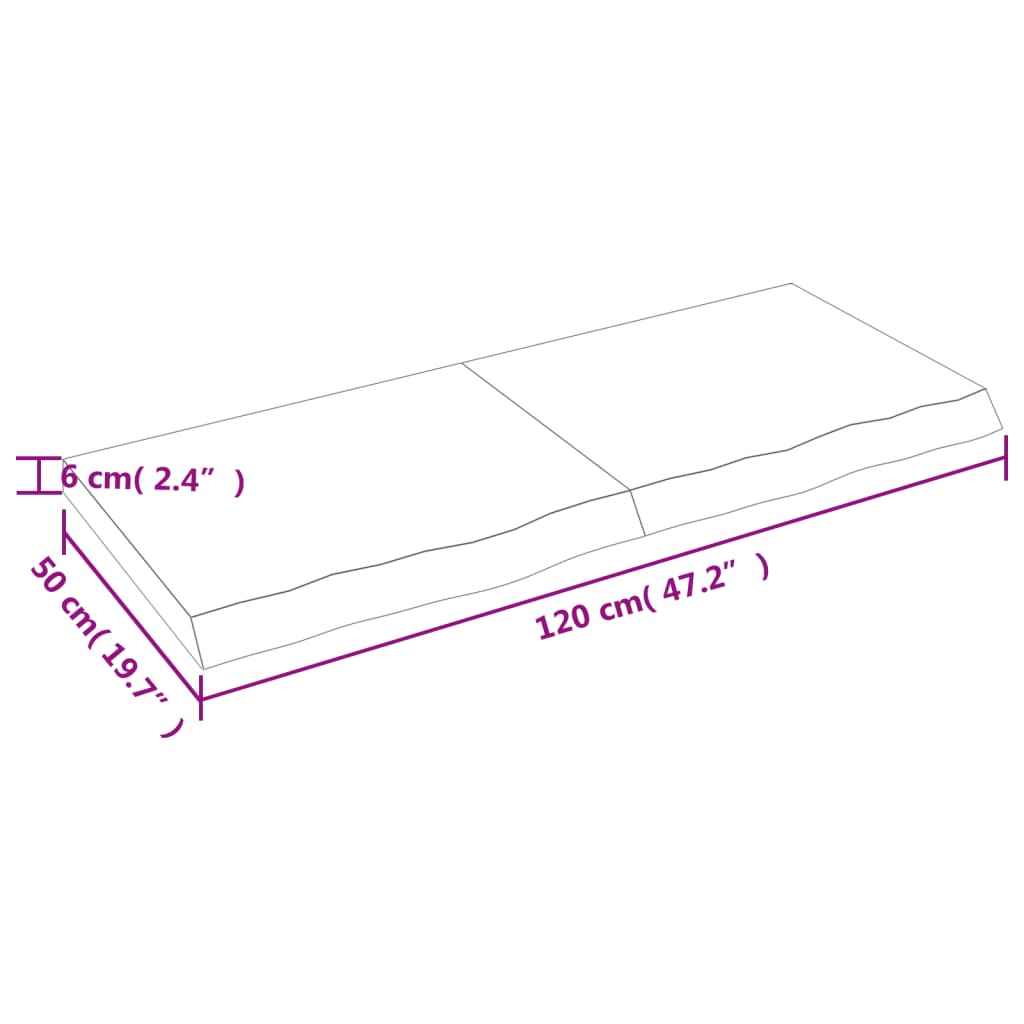 Wandregal Hellbraun 120x50x(2-6) cm Massivholz Eiche Behandelt