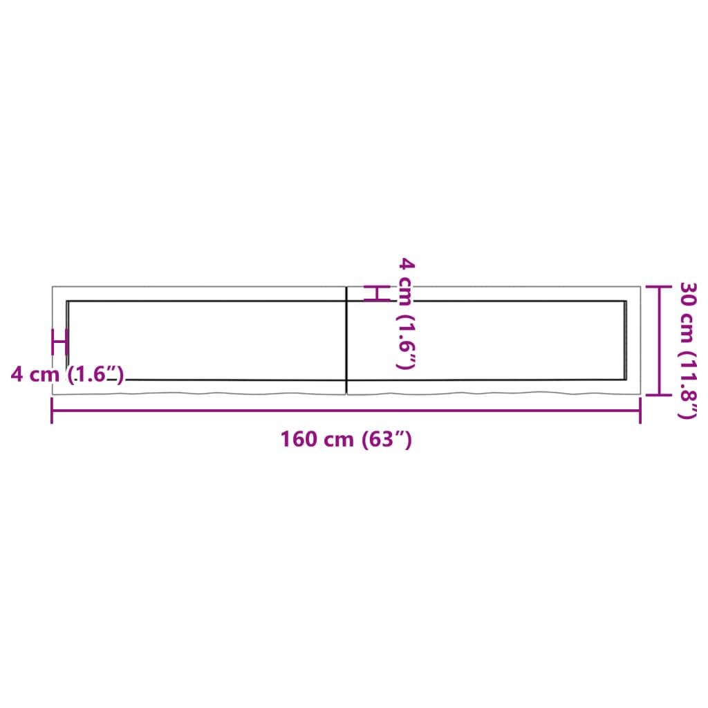 Wandregal Hellbraun 160x30x(2-4) cm Massivholz Eiche Behandelt